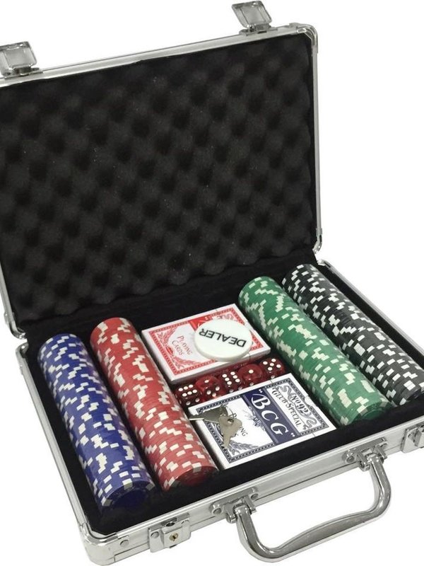 Kaartspel Pokerset in koffer 200 fiches