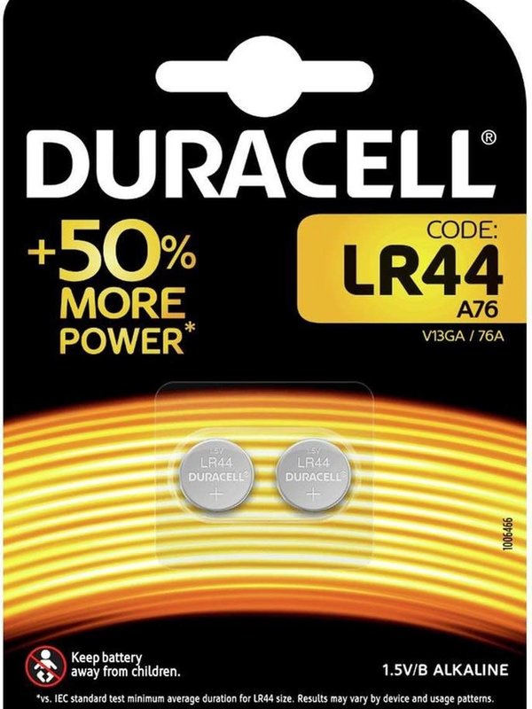 Duracell LR44 AG13 Knoopcel Batterij - 2 stuks