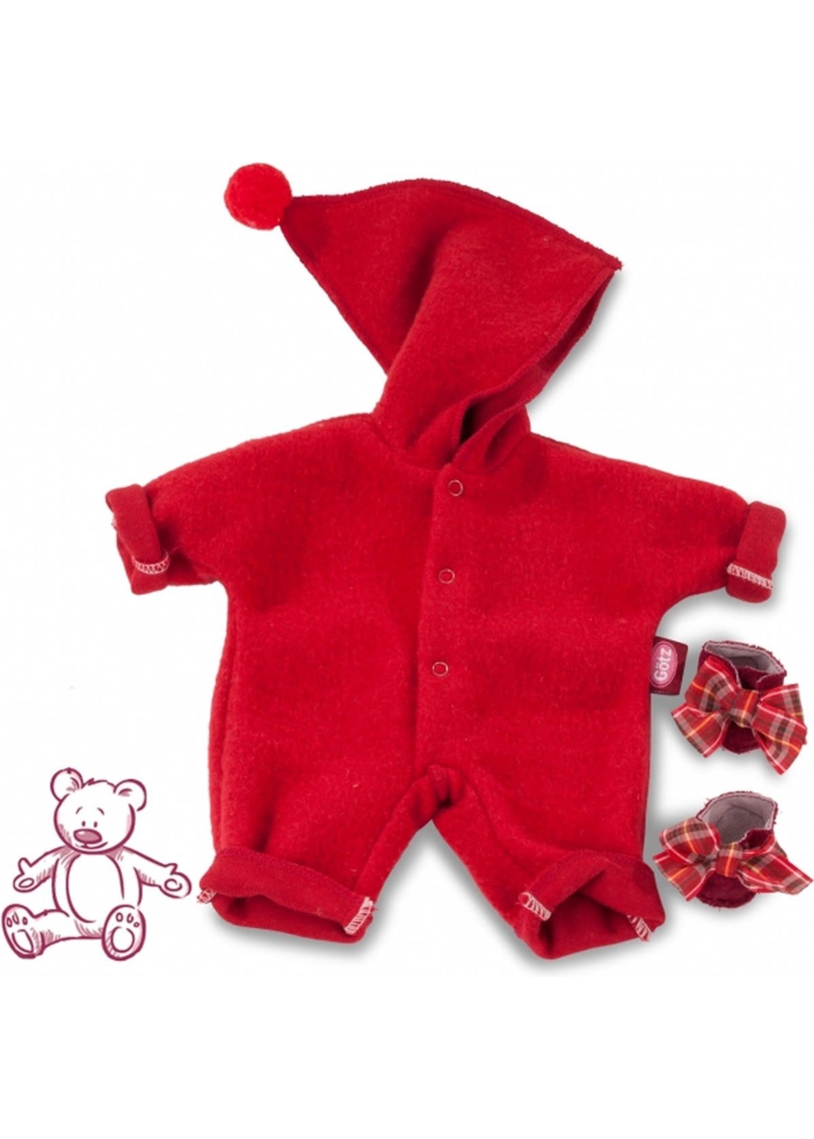 Gotz Götz poppenkleding rood babypakje met puntmuts en slofjes 30-33cm