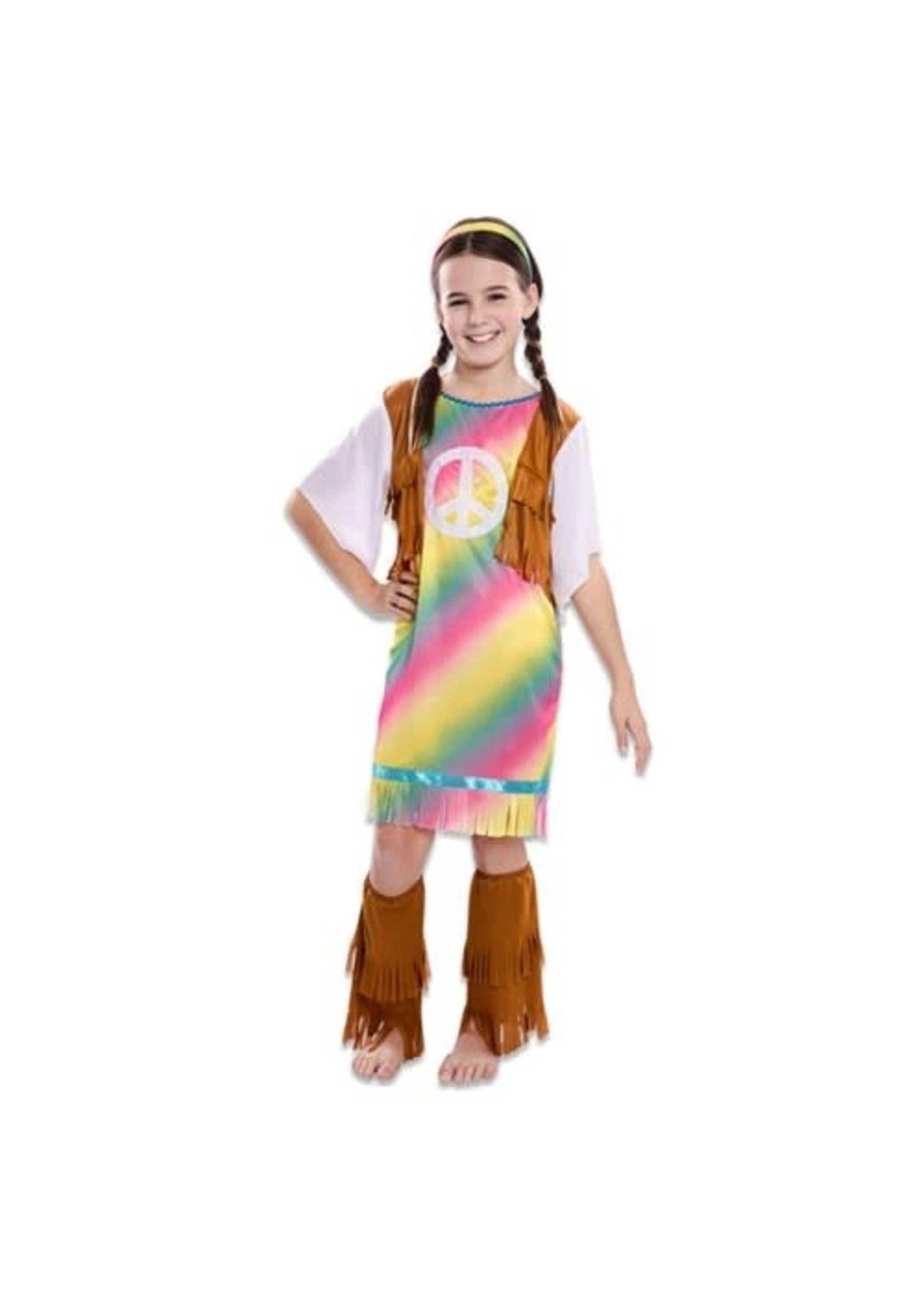 Verkleedset Regenboog hippie meisje (92-104cm)