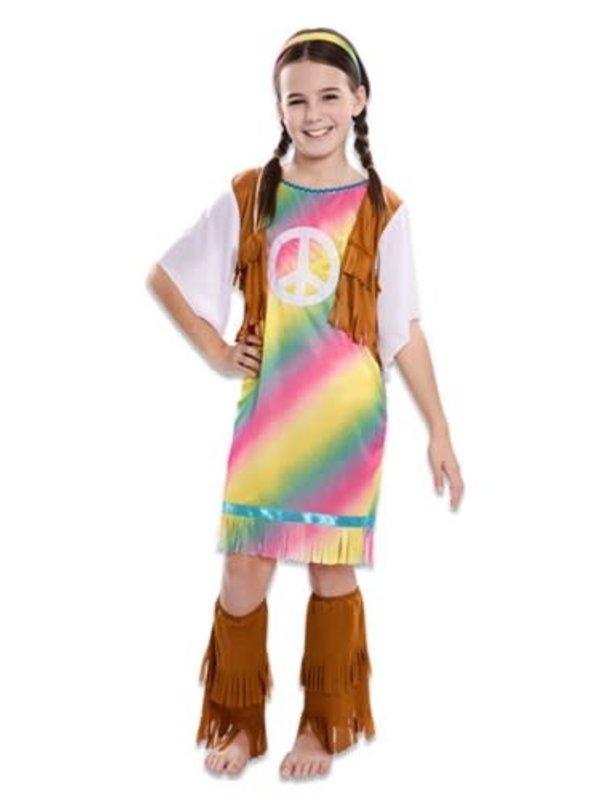 Verkleedset Regenboog hippie meisje (92-104cm)