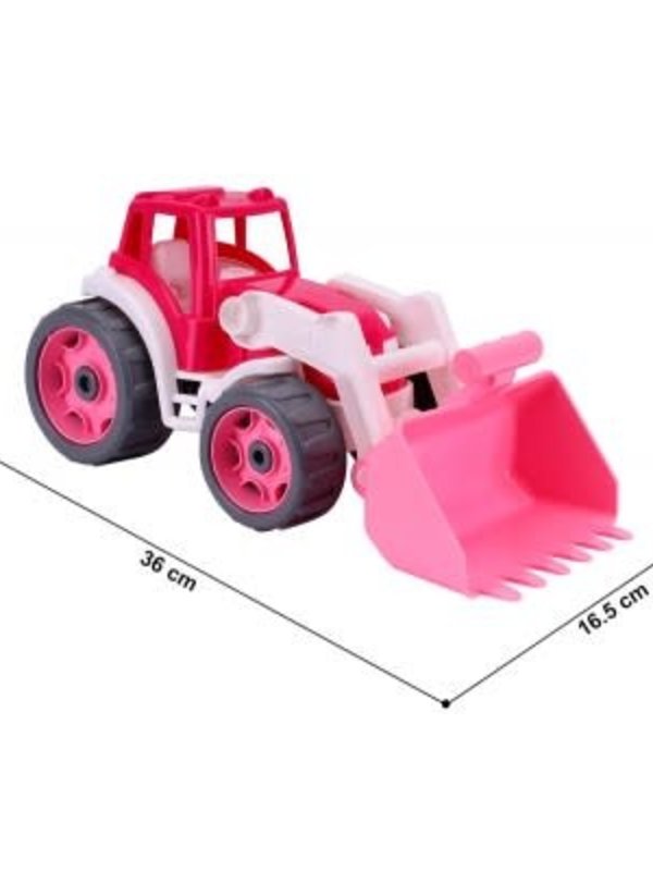 Sun Fun tractor met shovel 36x16x16cm roze