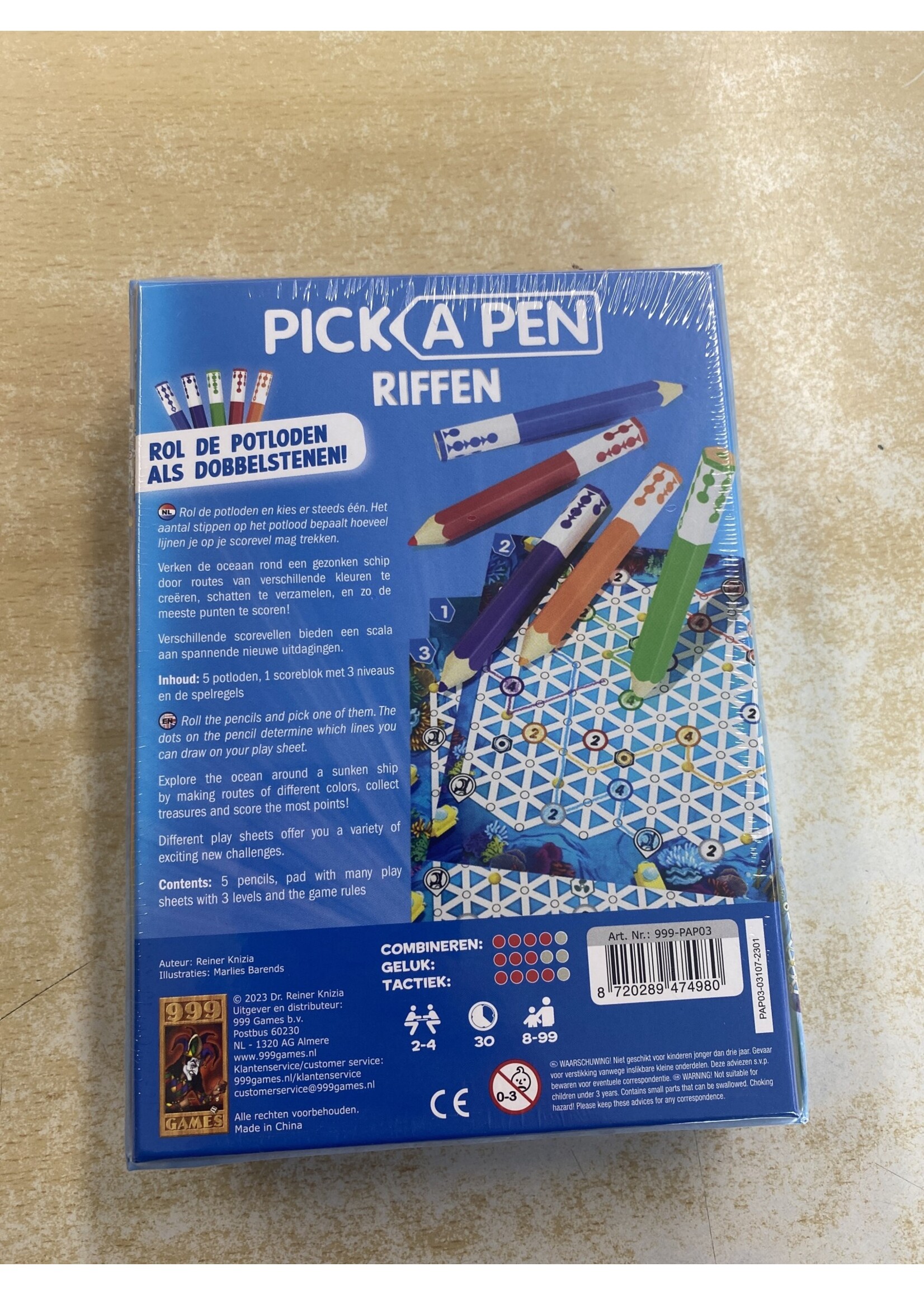 999 Games Dobbelspel Pick a Pen Riffen