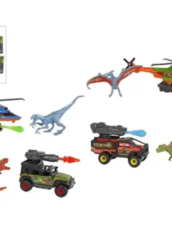 Dinoworld DinoWorld voertuig met schietfunctie en dinosaurus 6ass