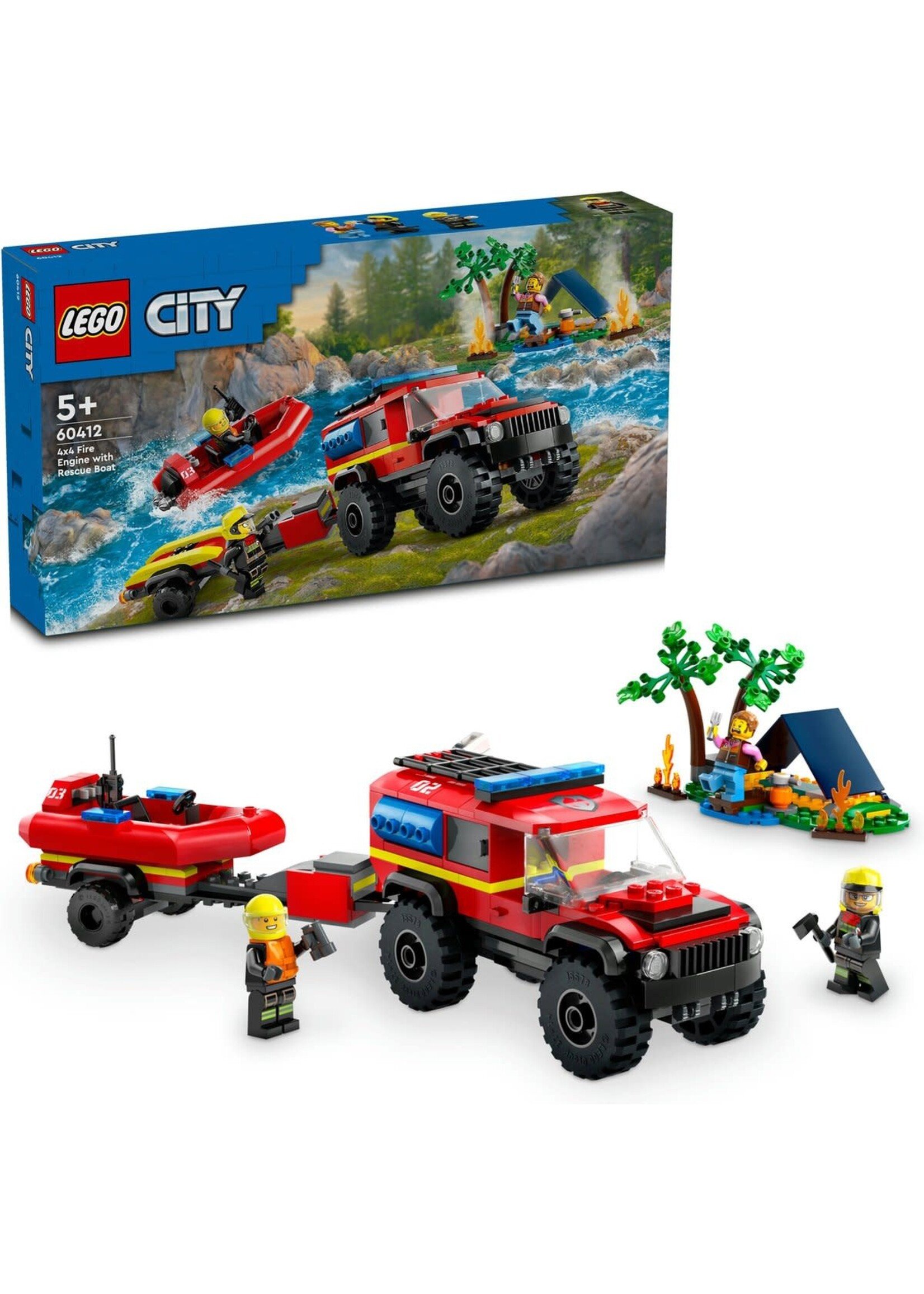 Lego LEGO 60412 City 4x4 brandweerauto met reddingsboot