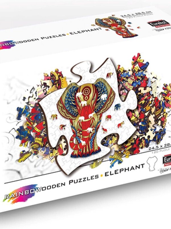 Eureka! Eureka 2D RainboWooden houten legpuzzel Olifant - 120 stukjes