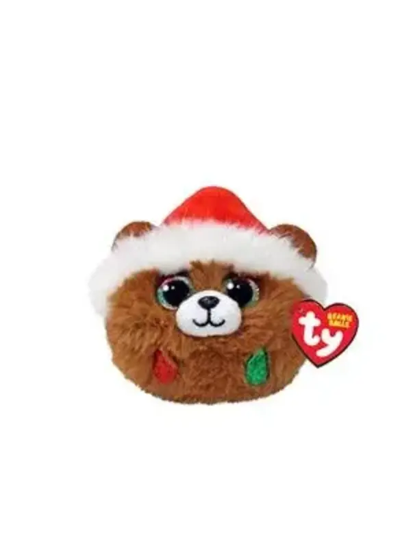 Ty Beanie Ty Teeny Puffies Christmas Bear Brown 10cm