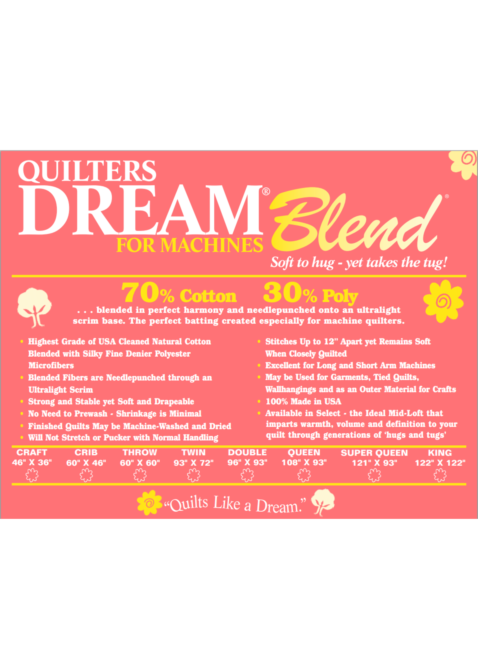 Quilters Dream Katoen/Polyester - Blend 70/30 - 310 cm x 310 cm King