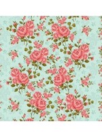 Benartex Studio Homestead Carriage - Climbing Rose - Teal