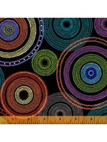 Windham Fabrics Circles - Black - Stof 275 cm breed ook met 20% korting.