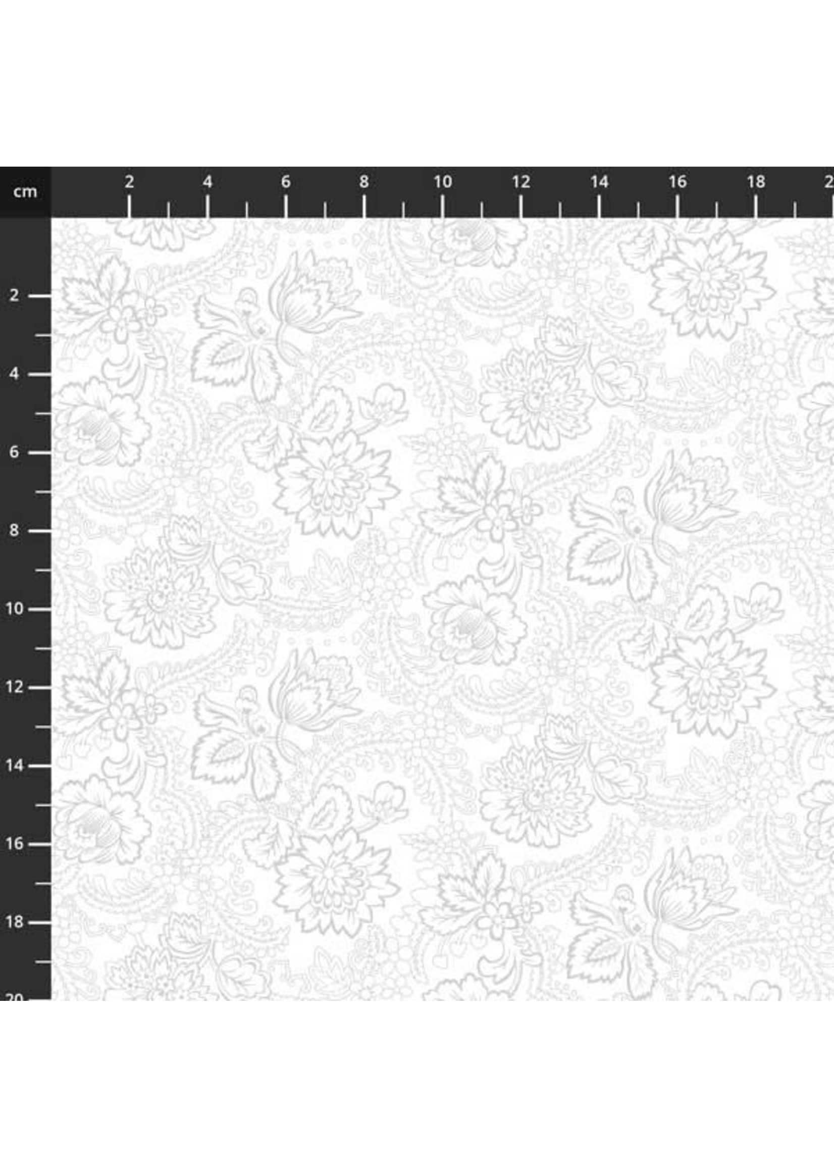 Studio E Fabrics Touch of White III - White on White - Flowers