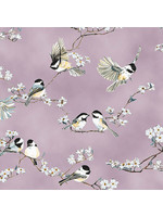 Hoffman Fabrics A Little Birdie Told Me - Vogels en Bloesem - Lavendel