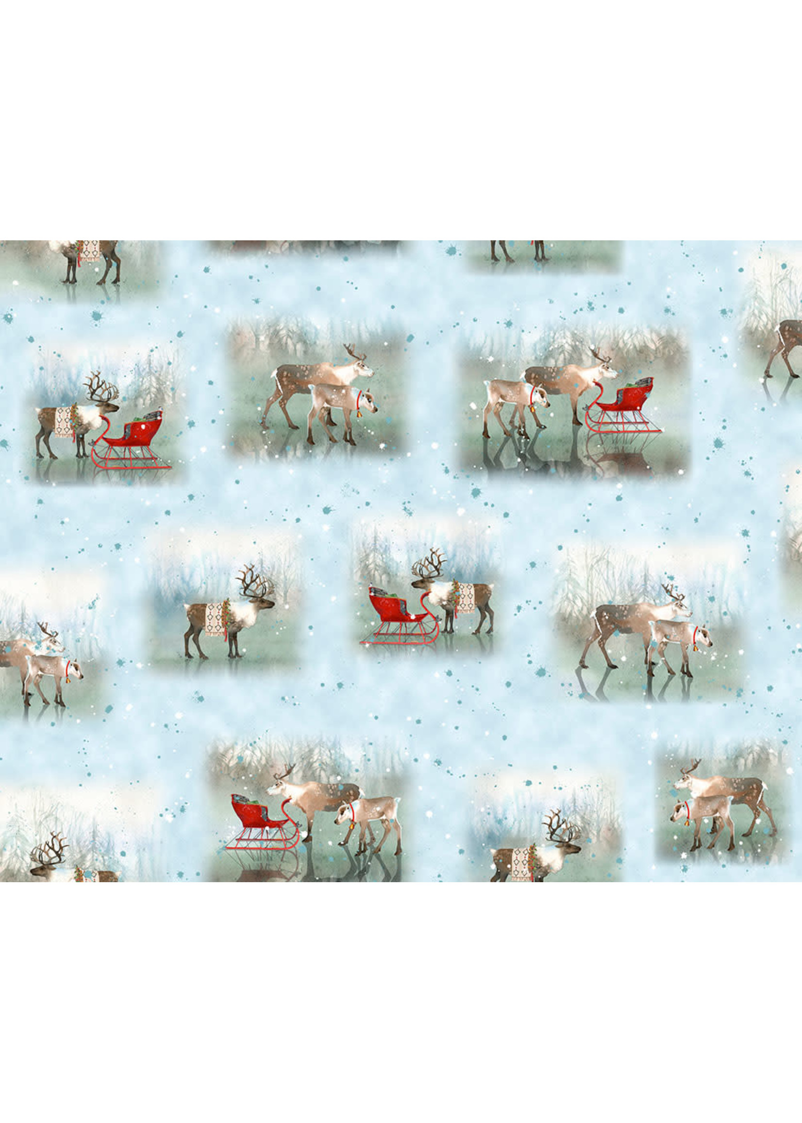 QT Fabrics Lake Caribou - Nordic Deer - Blue