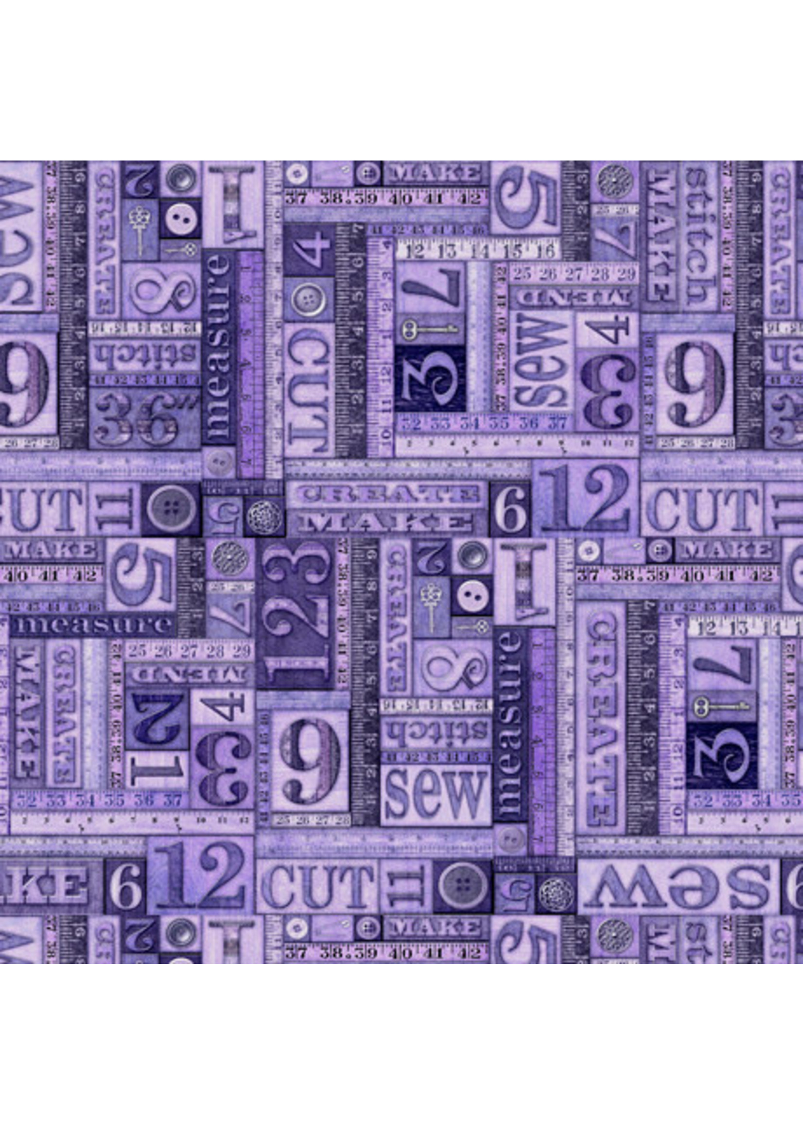 QT Fabrics Tailor Made - Numbers Patches - Purple