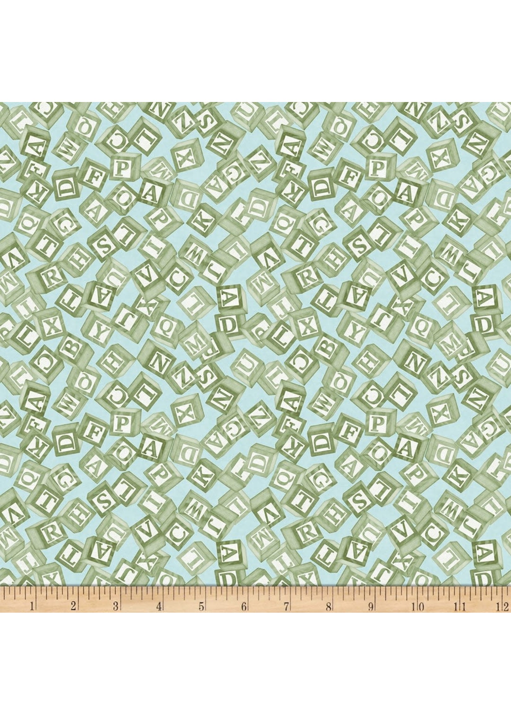 QT Fabrics Toyland - Wooden Blocks - Green