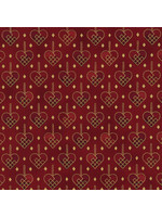 Stof Fabrics Christmas Wonders - Hearts - Red Gold