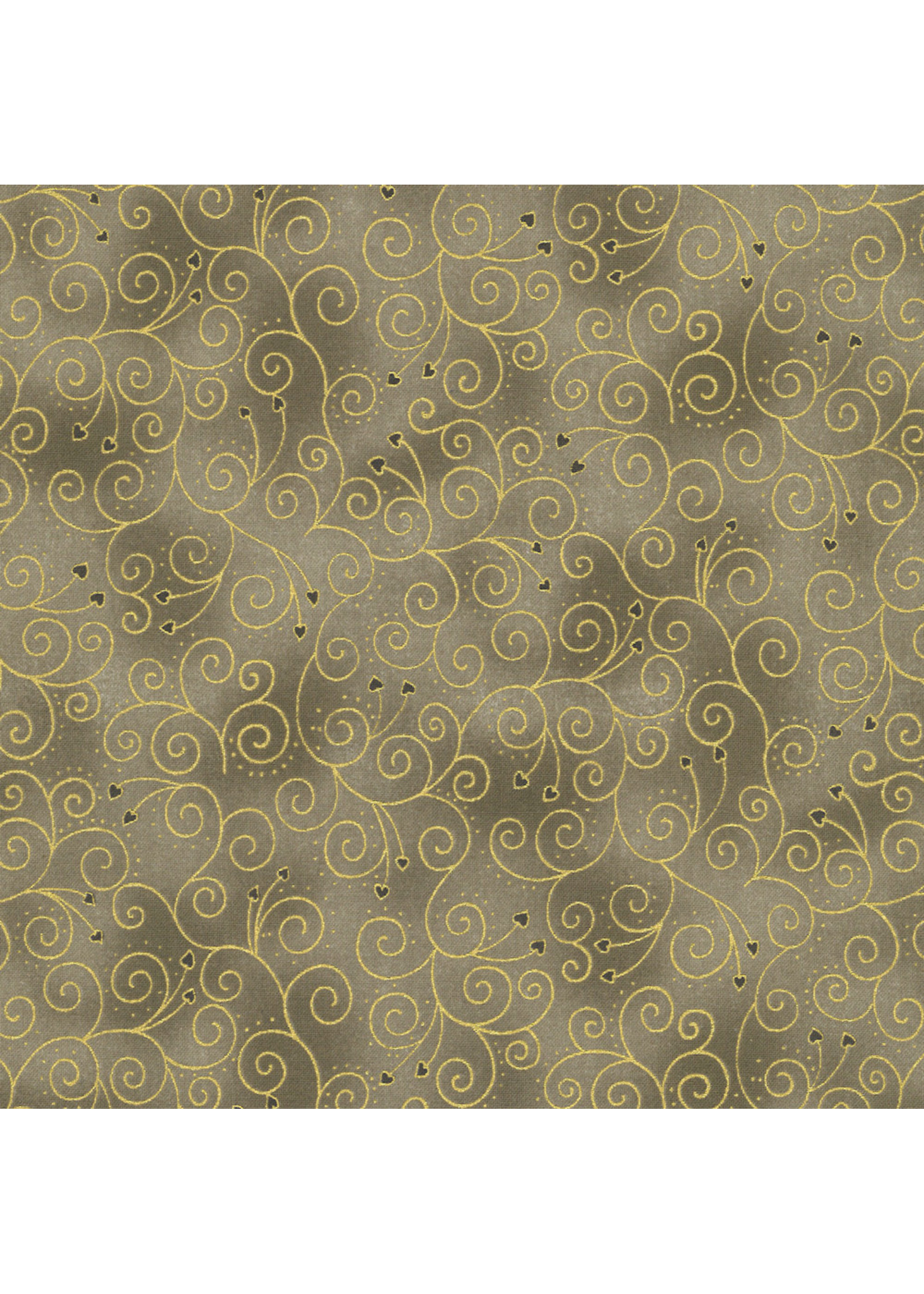 Stof Fabrics Christmas Wonders - Swirls - Walnut Gold