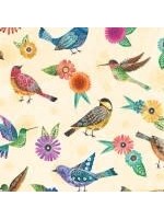 Wilmington Prints Floral Flight - Birds Allover - Cream