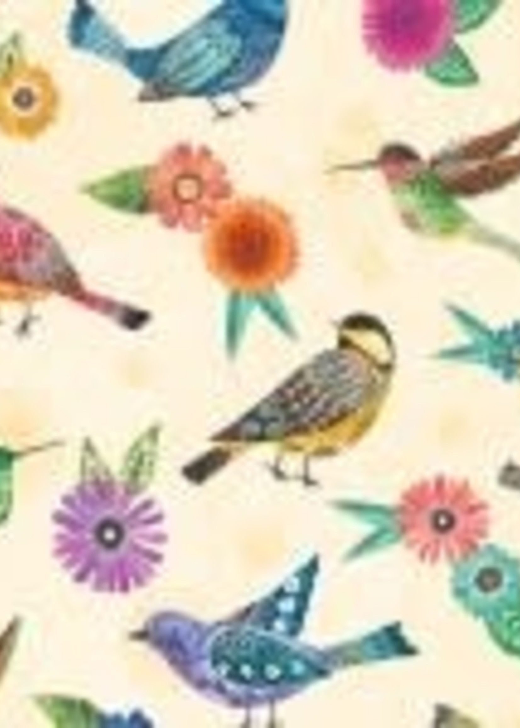 Wilmington Prints Floral Flight - Birds Allover - Cream