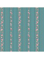 Stof Fabrics Juliet Roses - Strips - Blue