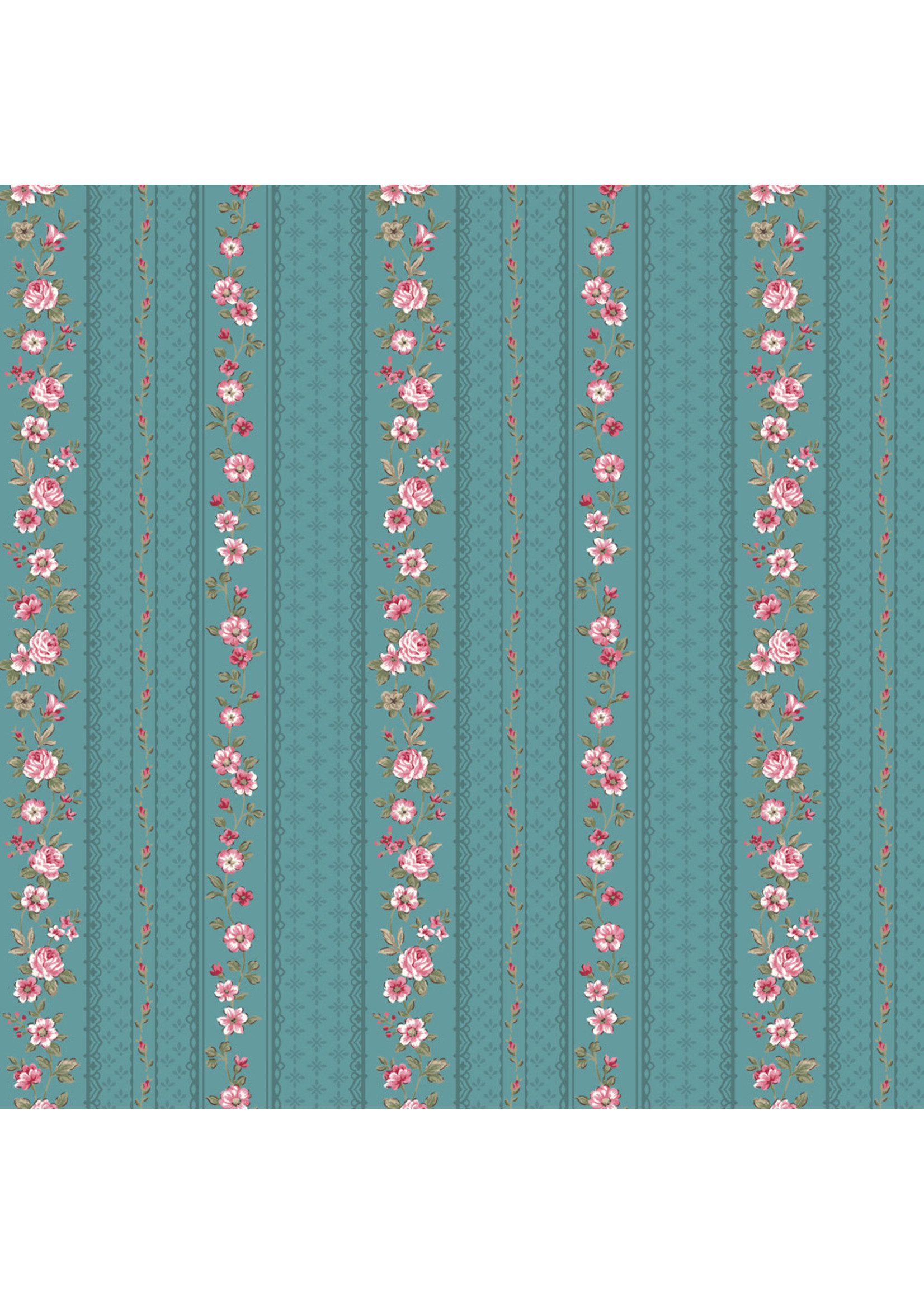 Stof Fabrics Juliet Roses - Strips - Blue