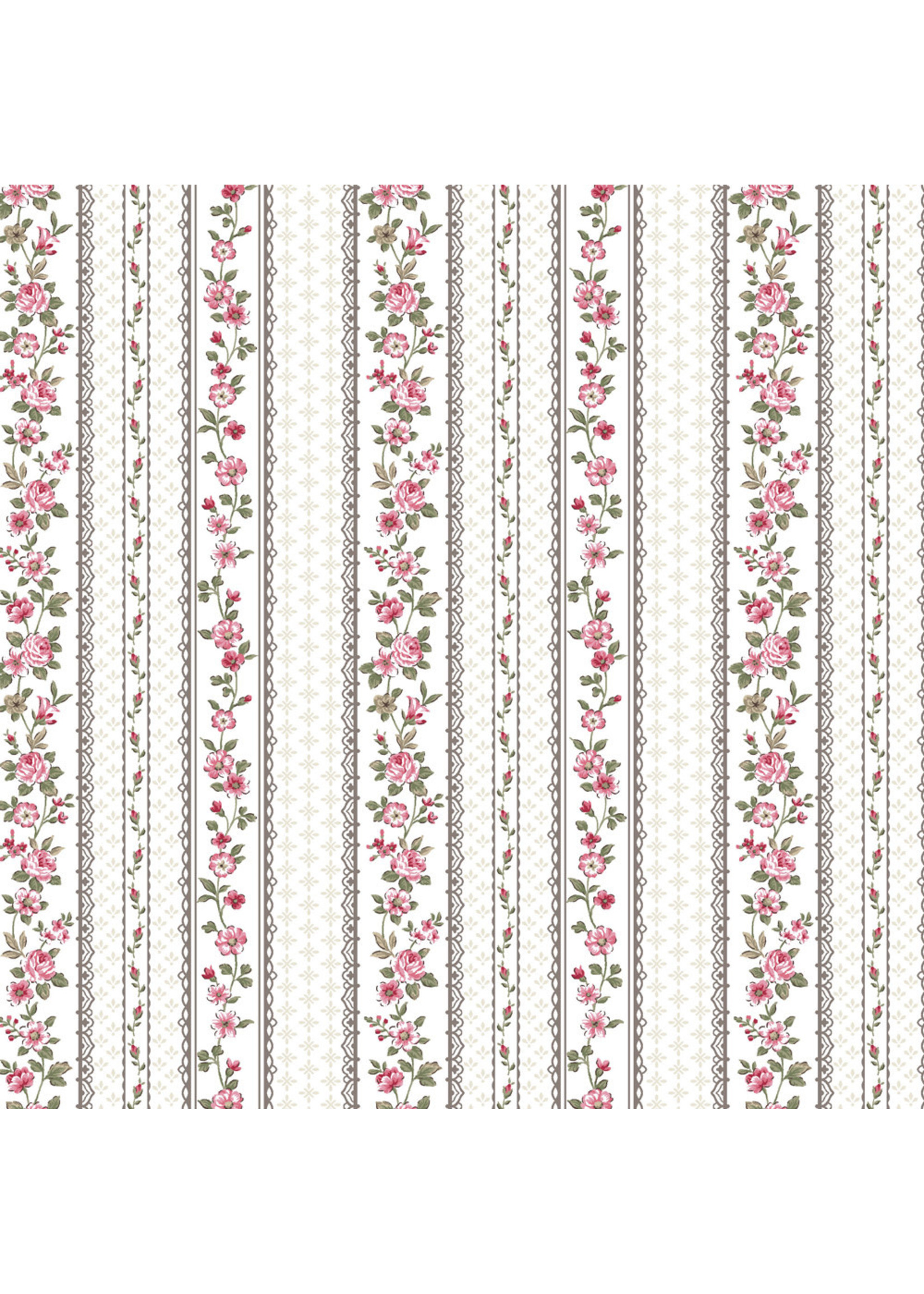 Stof Fabrics Juliet Roses - Strips - White