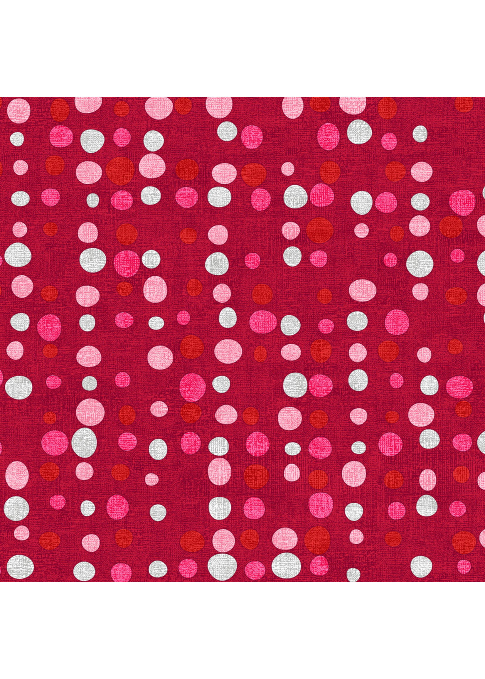 Stof Fabrics Vilma - Dots - Roze op Rood