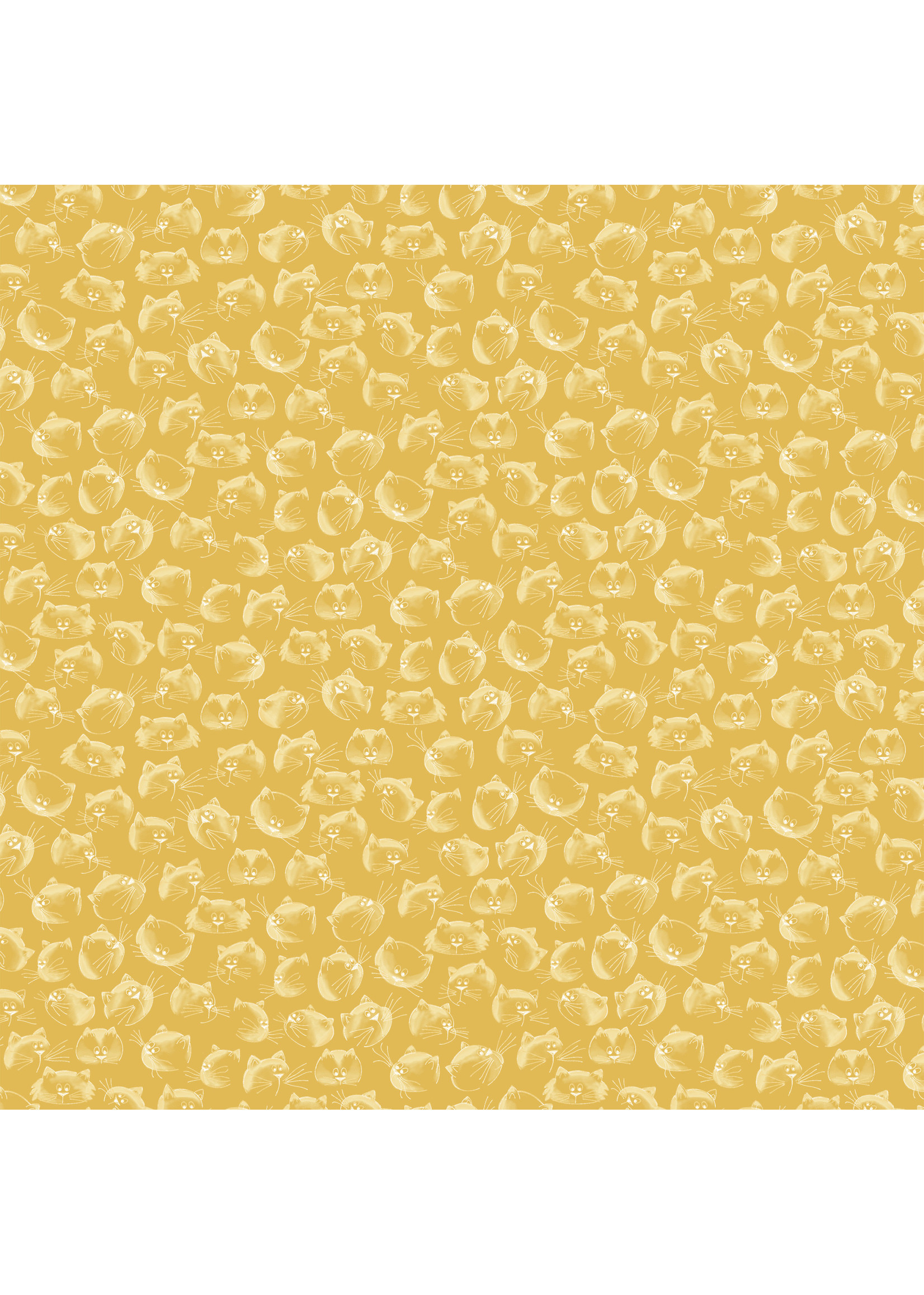 Windham Fabrics Purrfect Day - Cat Faces - Gold