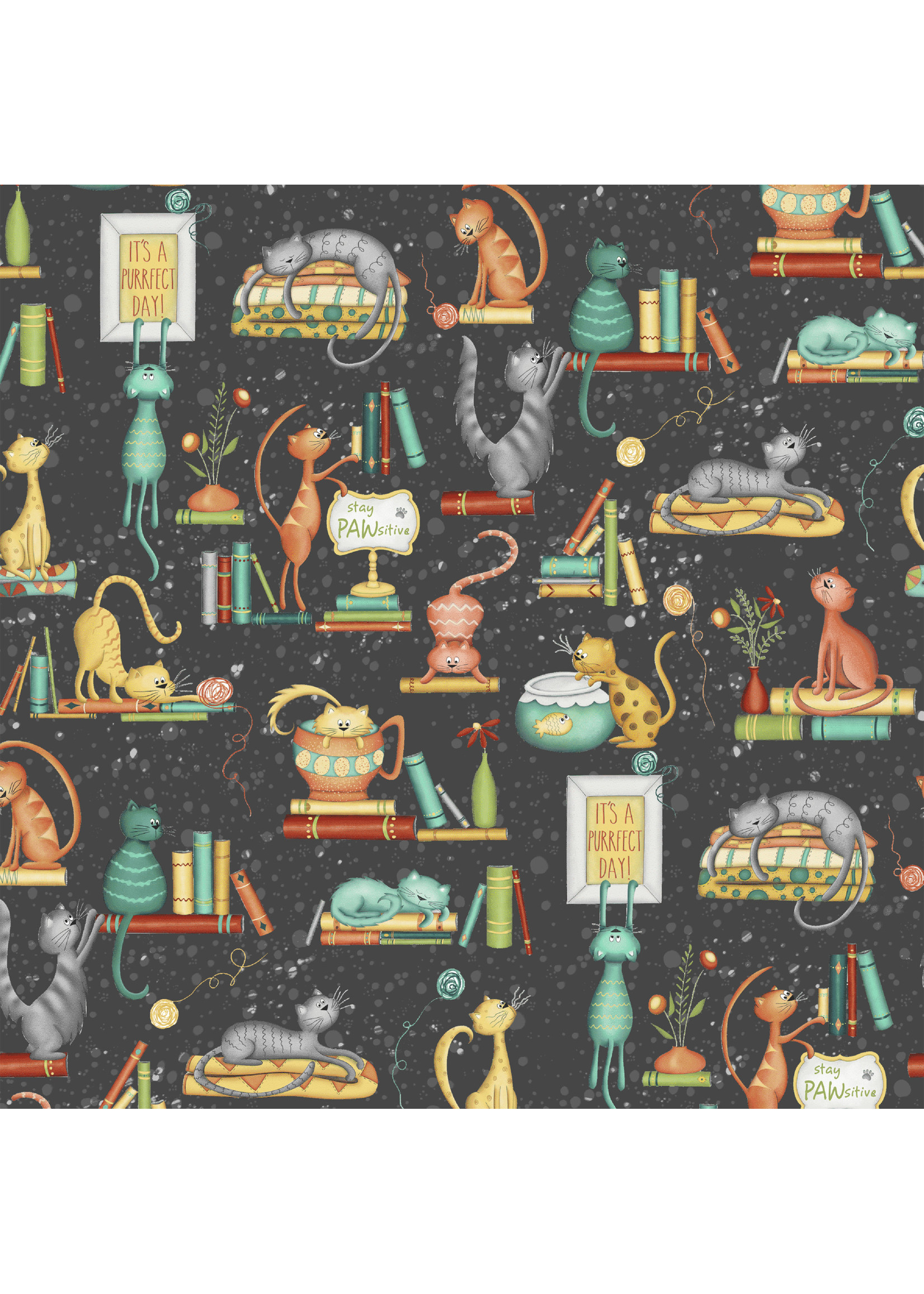 Windham Fabrics Purrfect Day - Catitude - Black