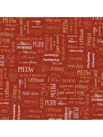 Windham Fabrics Purrfect Day - Purrfect Words - Clay