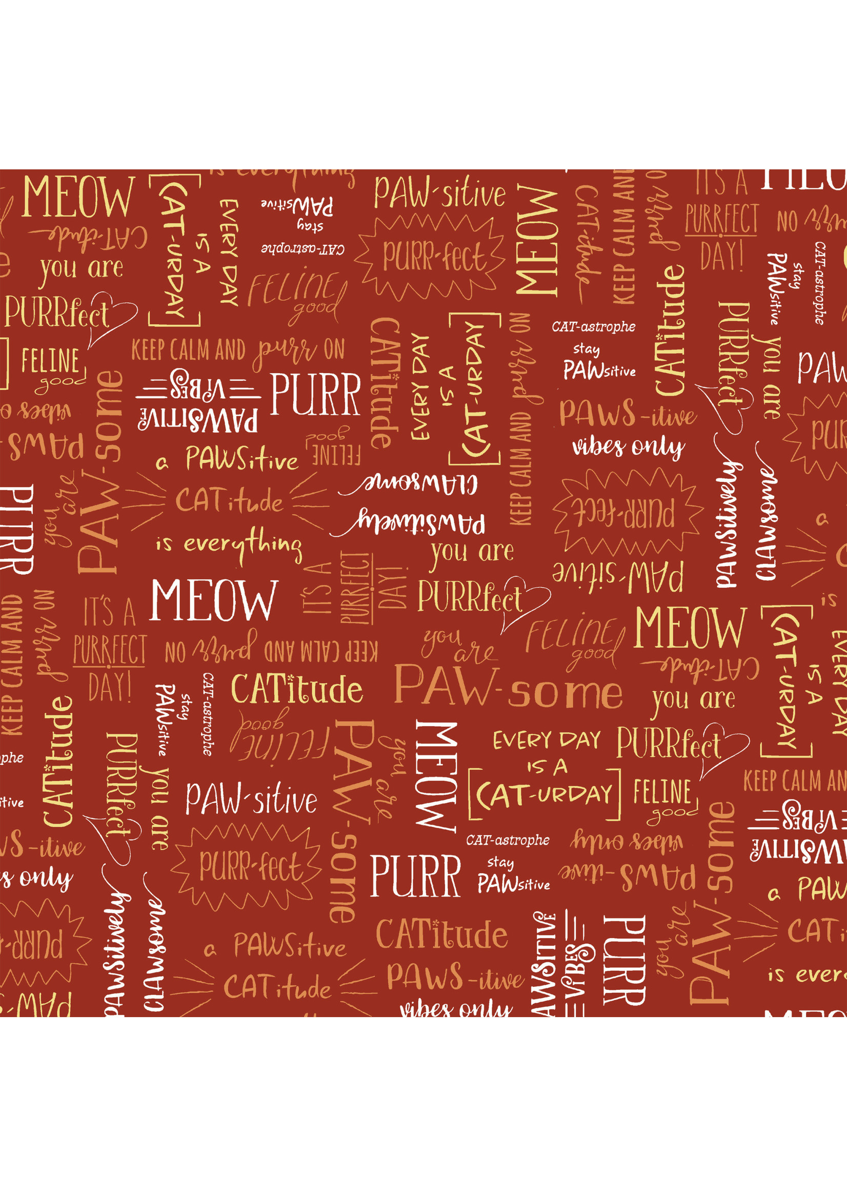 Windham Fabrics Purrfect Day - Purrfect Words - Clay