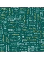 Windham Fabrics Purrfect Day - Purrfect Words - Teal