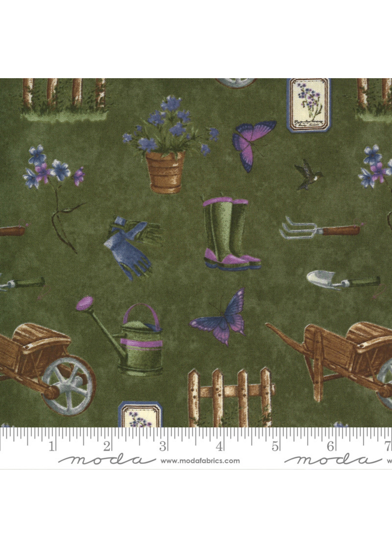 Moda Fabrics Violet Hill - Elements Gardening - Moss