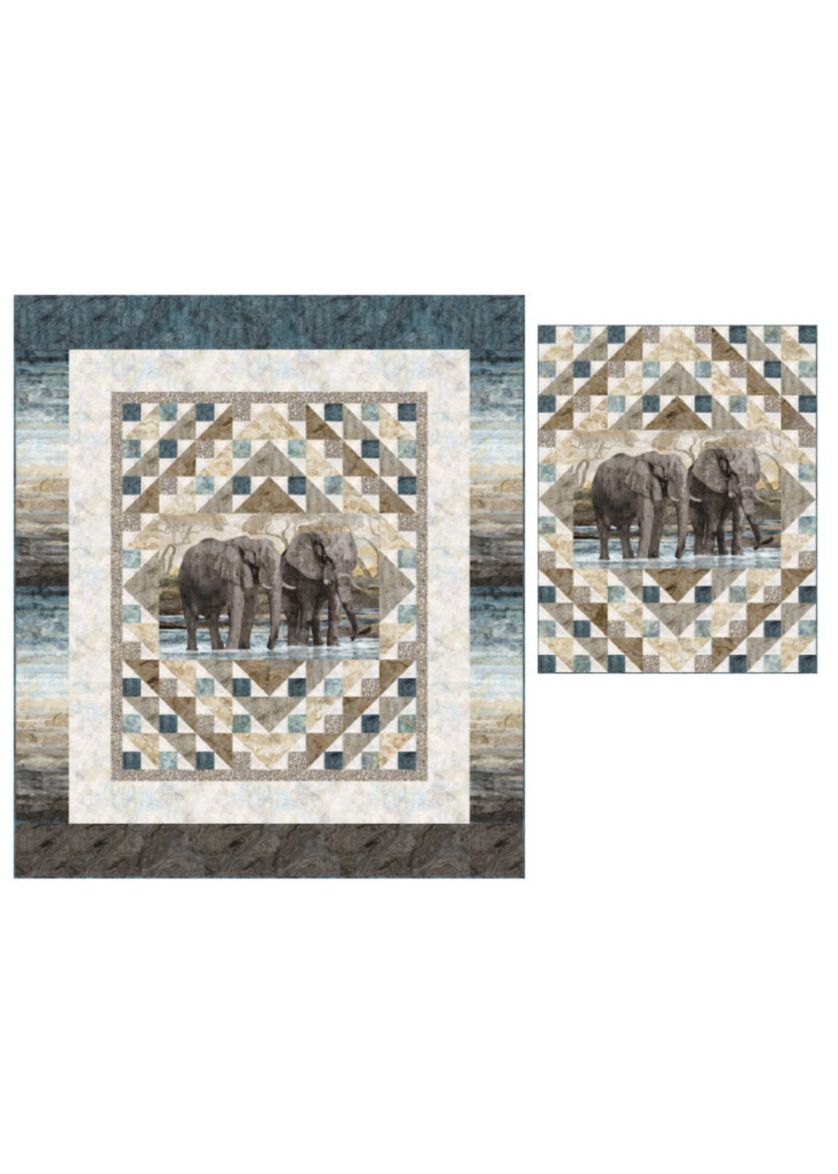 Northcott New Dawn - Elephants - Grey