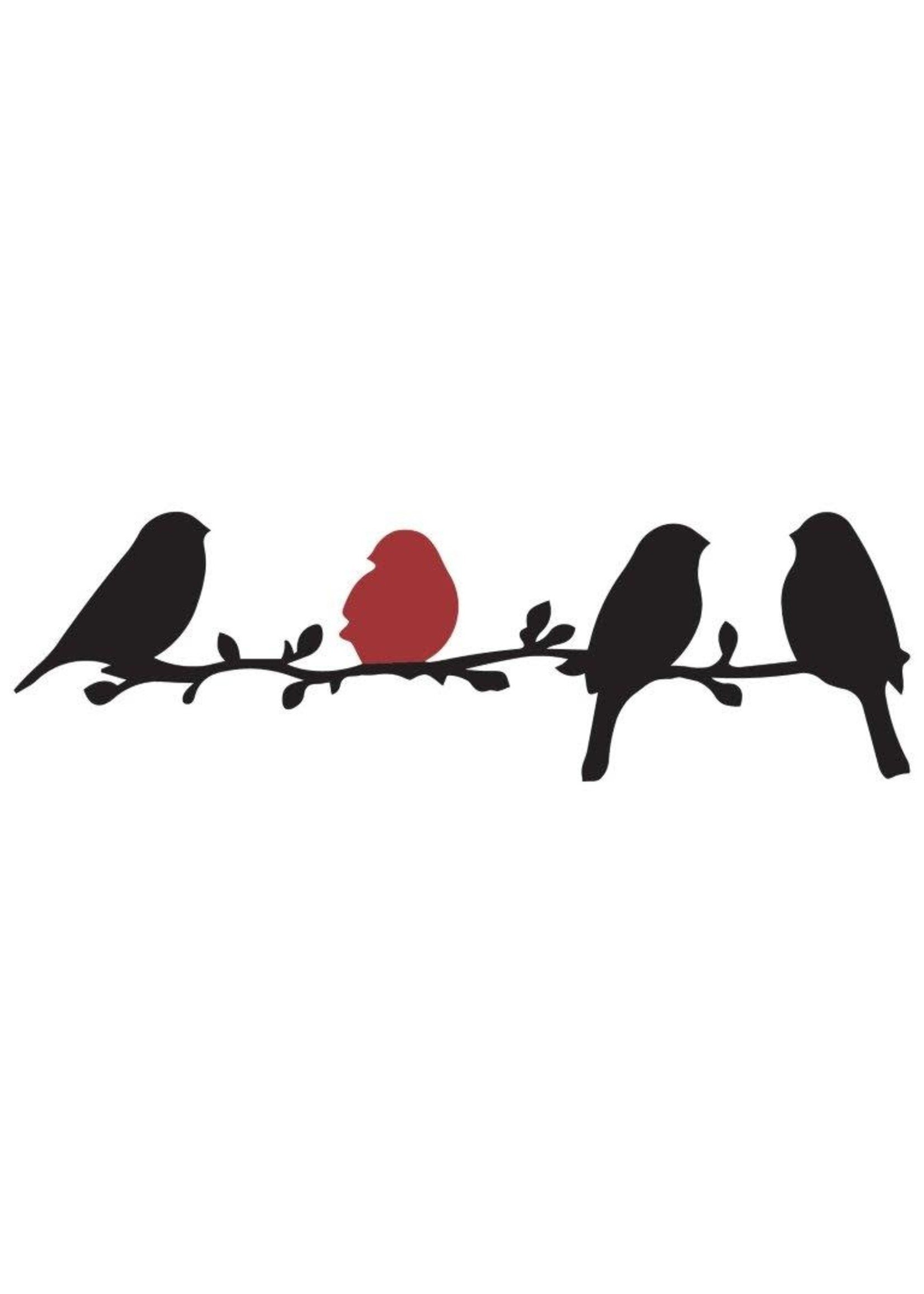 Quilting Creations Applicatie - Vogels op tak - Zwart rood