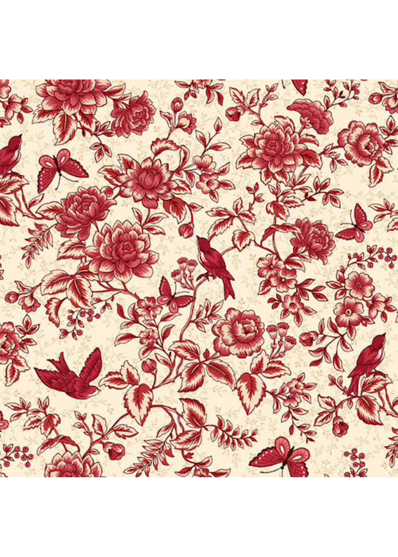 Henry Glass Fabrics Tarrytown - Floral Toile - Red