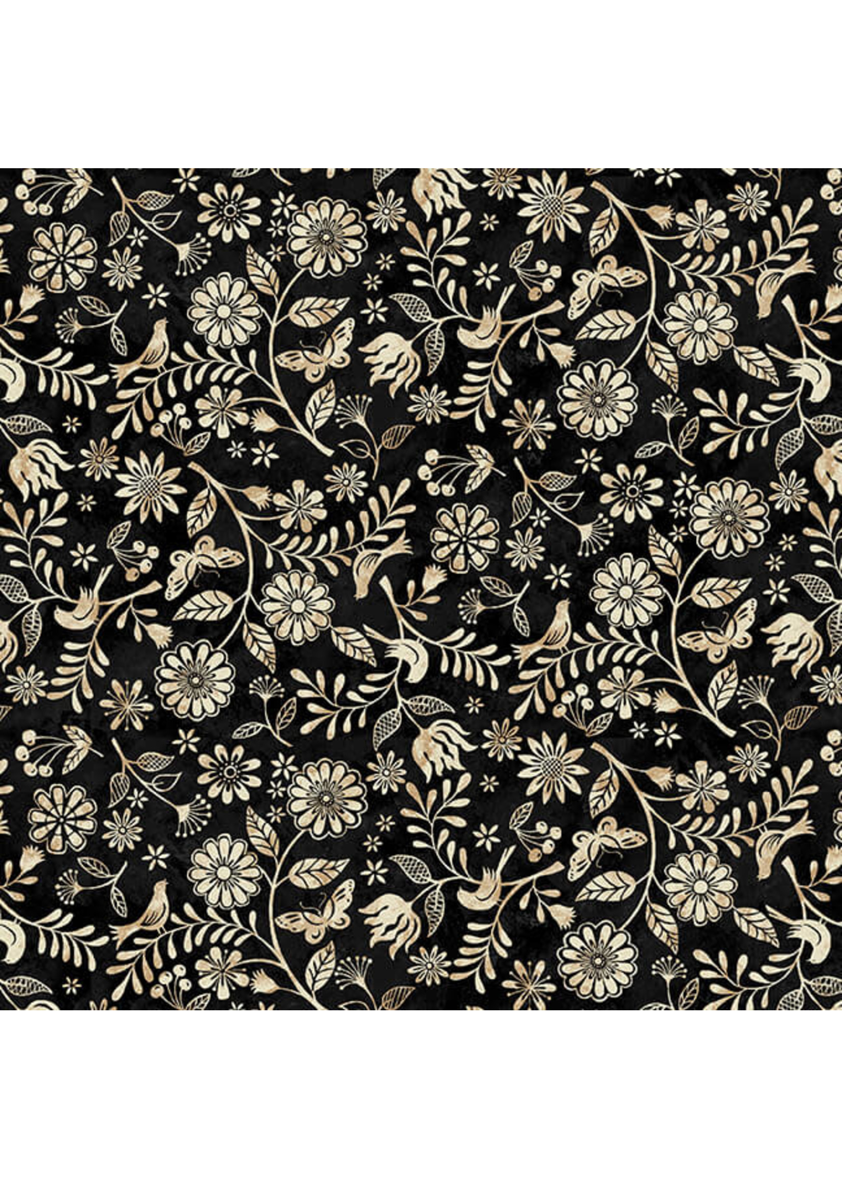 Studio E Fabrics Le Poulet - Small Wildflower Allover - Black