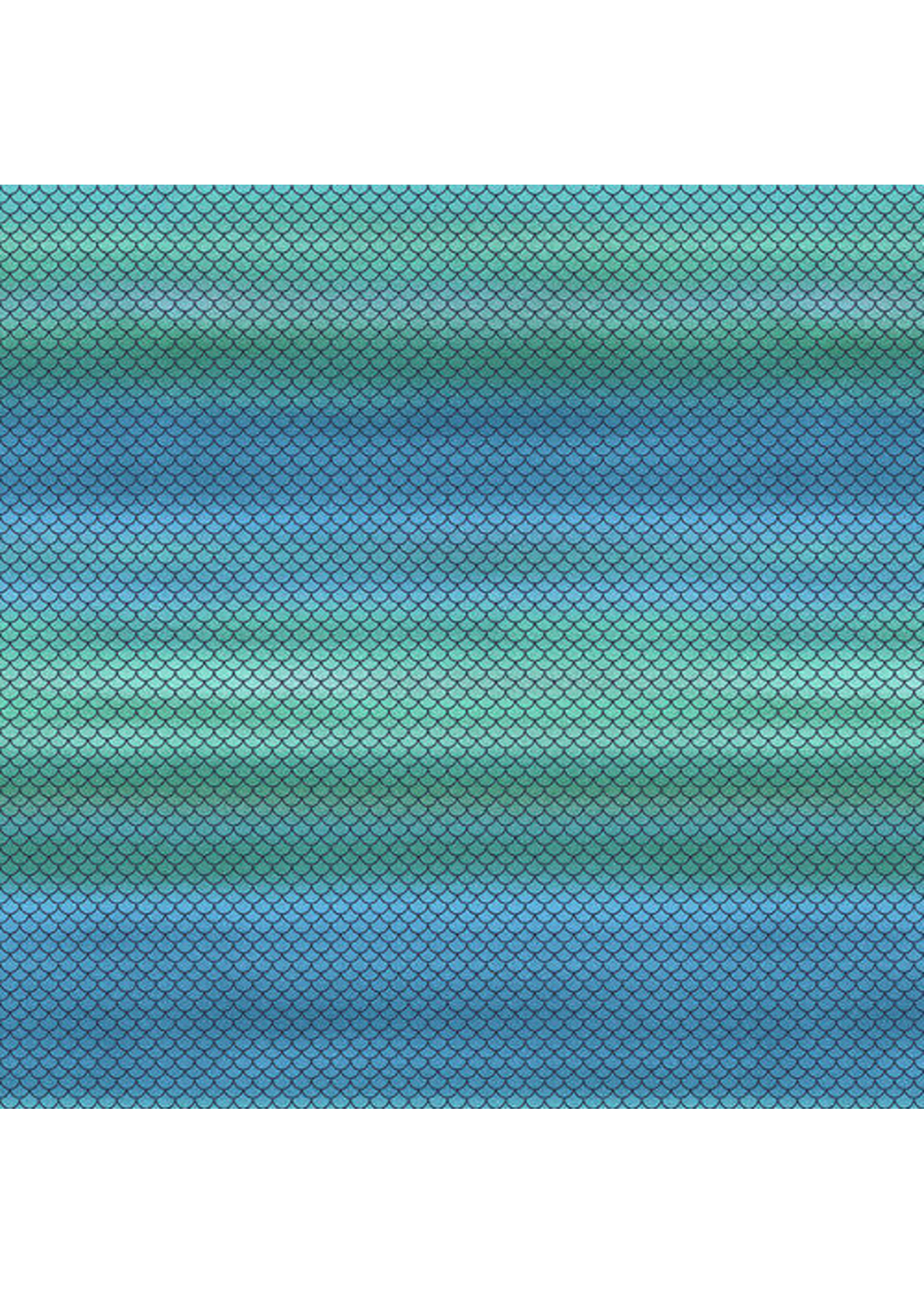 Studio E Fabrics Mermaid - in - Blue - Jeans - Fish - Scale - Green - Blue