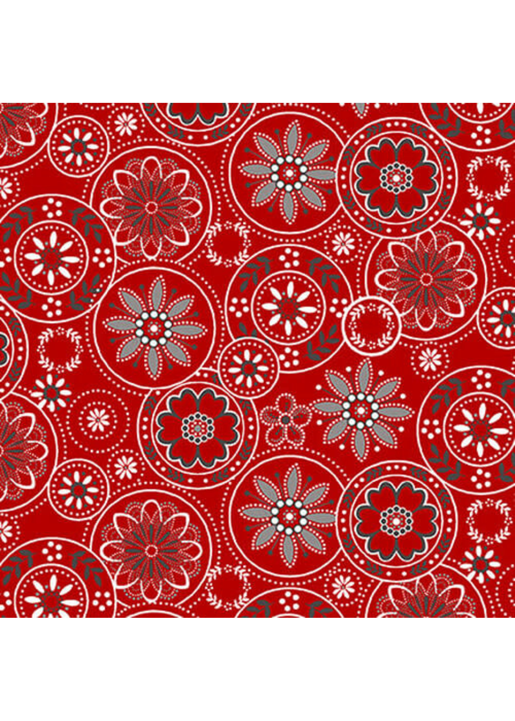 Henry Glass Fabrics Scarlet Stitches - Color Principle - Medallions - Red