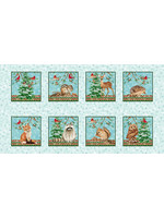 Studio E Fabrics Panel 50 - Winterwood - Animal - Blocks - Ice - Blue