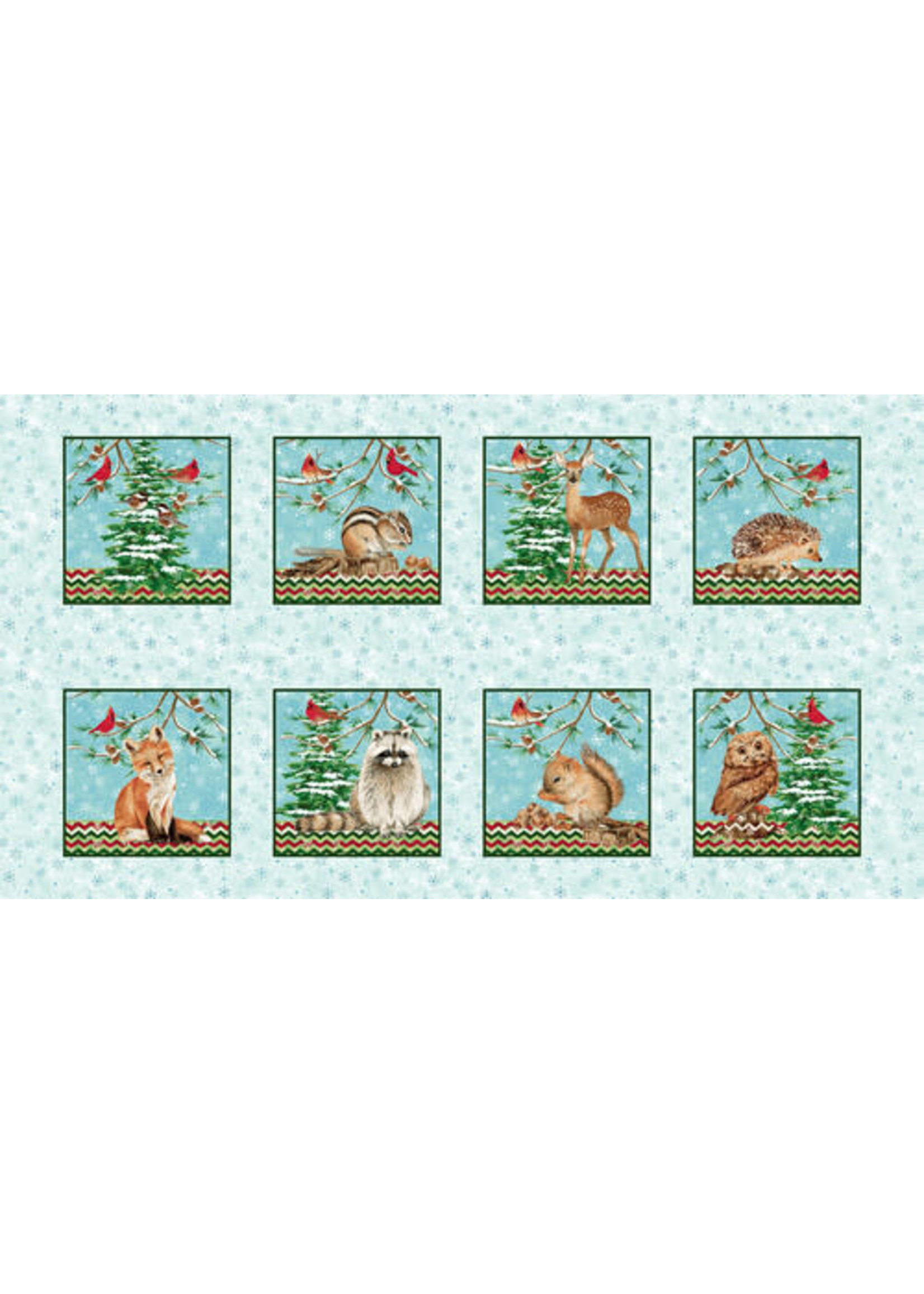 Studio E Fabrics Panel 50 - Winterwood - Animal - Blocks - Ice - Blue