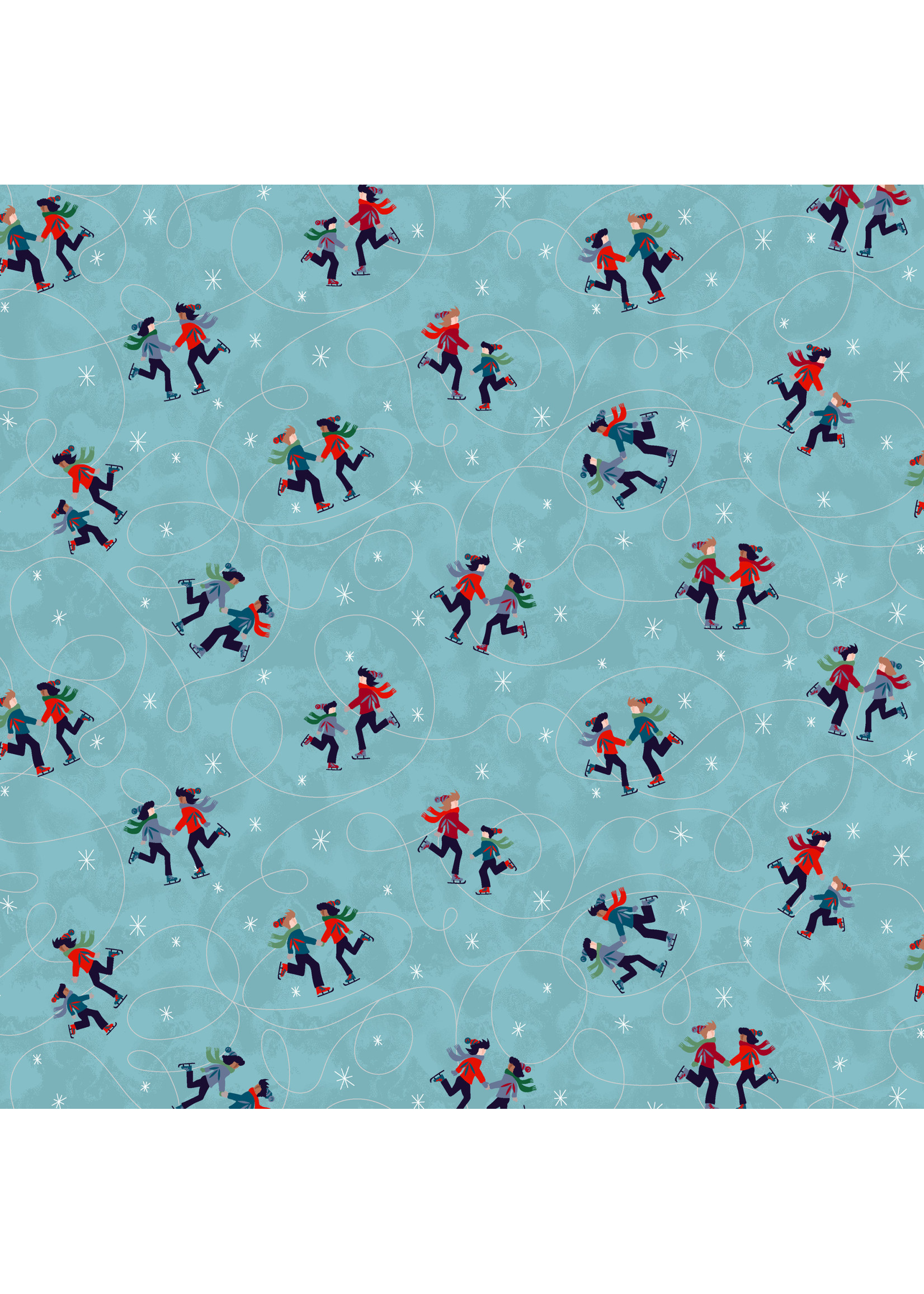 Windham Fabrics Winter Towne - Ice Skating Pond - Blue