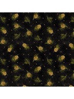 Benartex Studio Winterberry - Dotted Pine - Black