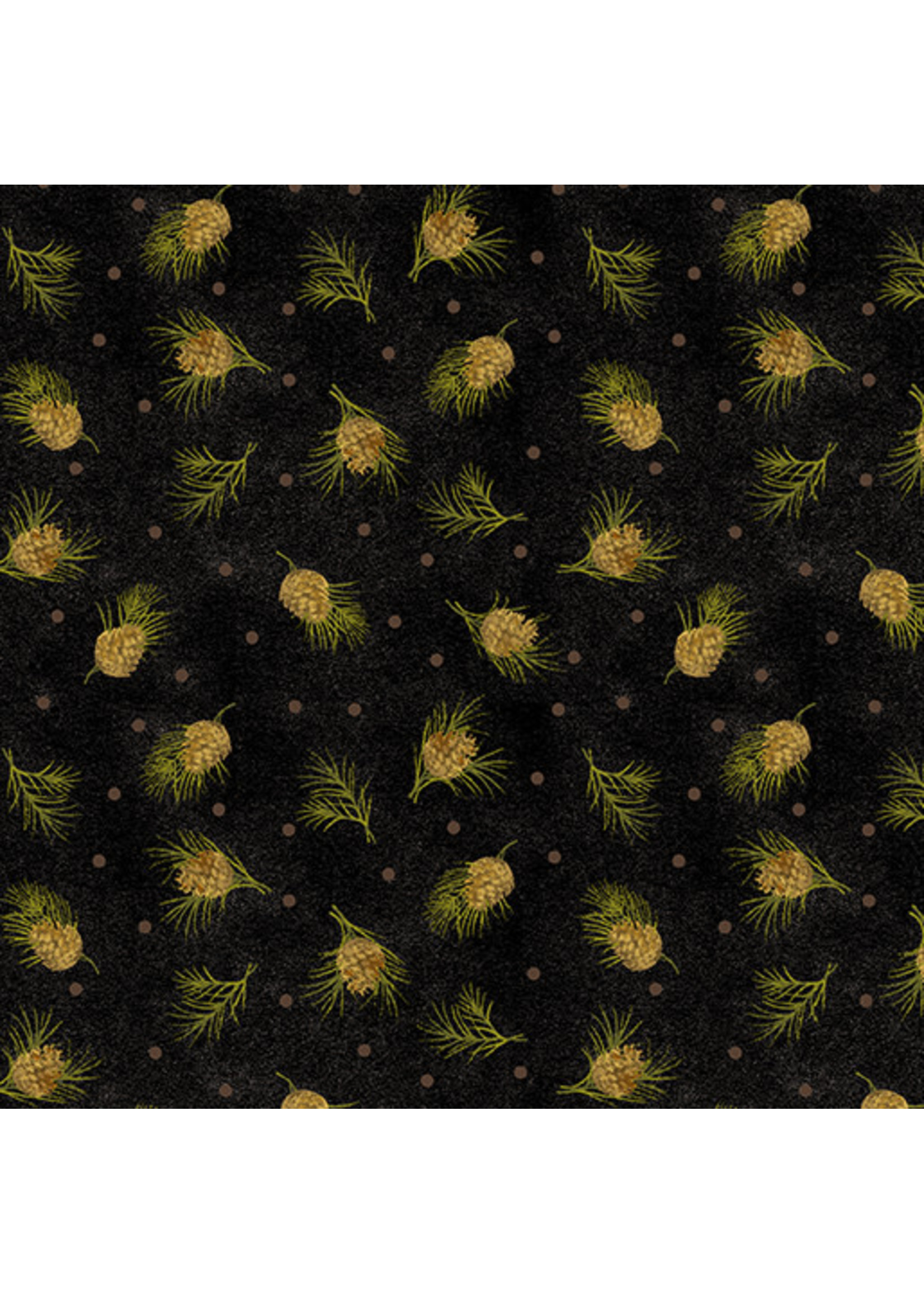 Benartex Studio Winterberry - Dotted Pine - Black