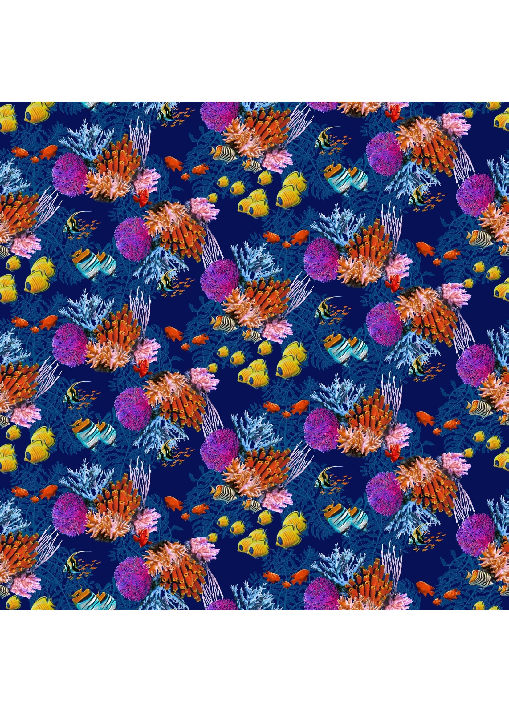 Stof Fabrics Reef Life - Digital - Coral - Multi