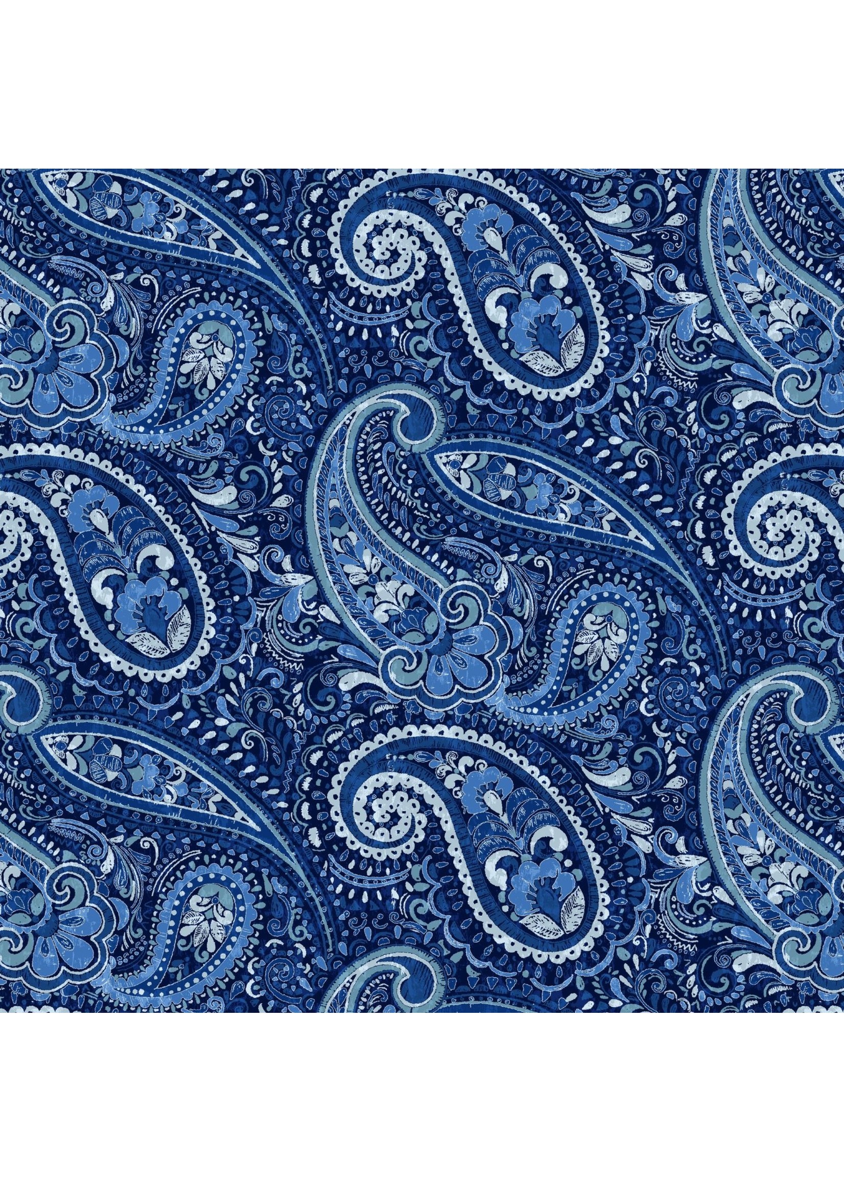 Stof Fabrics Shelby - Paisley - Blauw