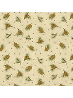 Benartex Studio Winterberry - Dotted Pine - Parchement