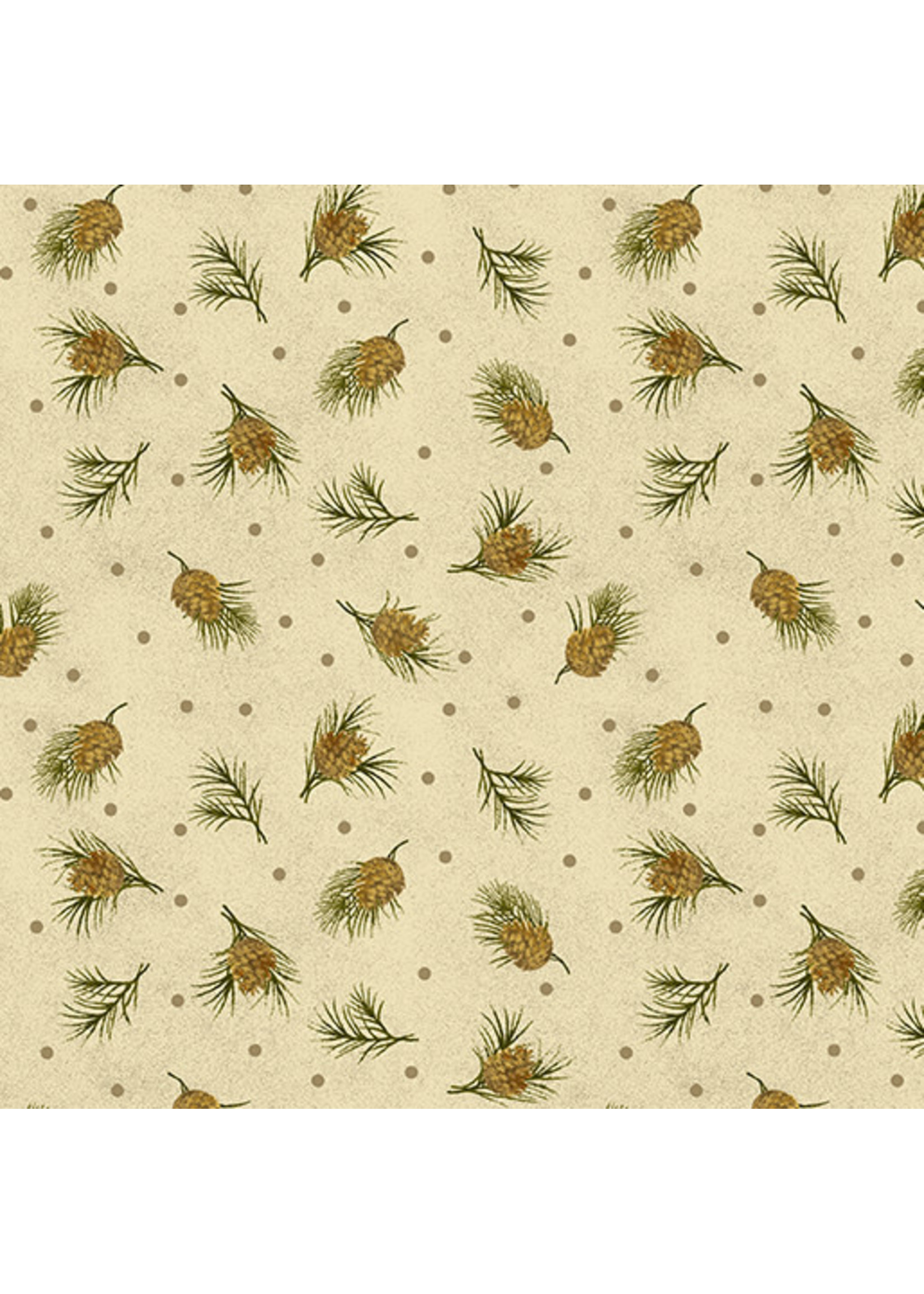 Benartex Studio Winterberry - Dotted Pine - Parchement