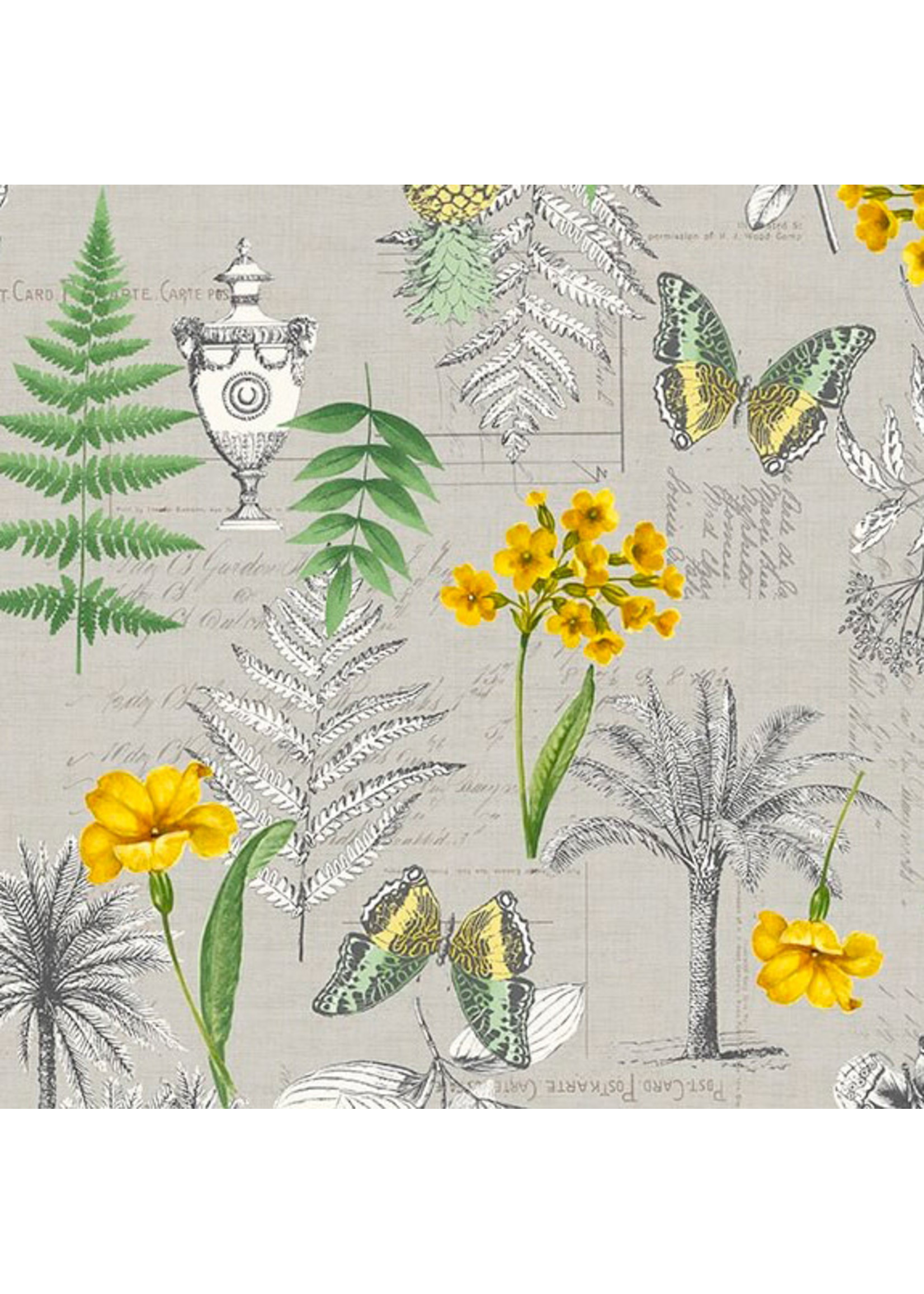 Makower Fern Garden Montage - Grey