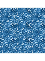 Stof Fabrics Blank Quilting - Sea Glass - Scroll - Blue